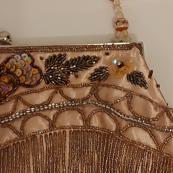 ❄️Satin beaded purse, glamorous sequence bag, beaded vintage purse - Picture 8 of 9